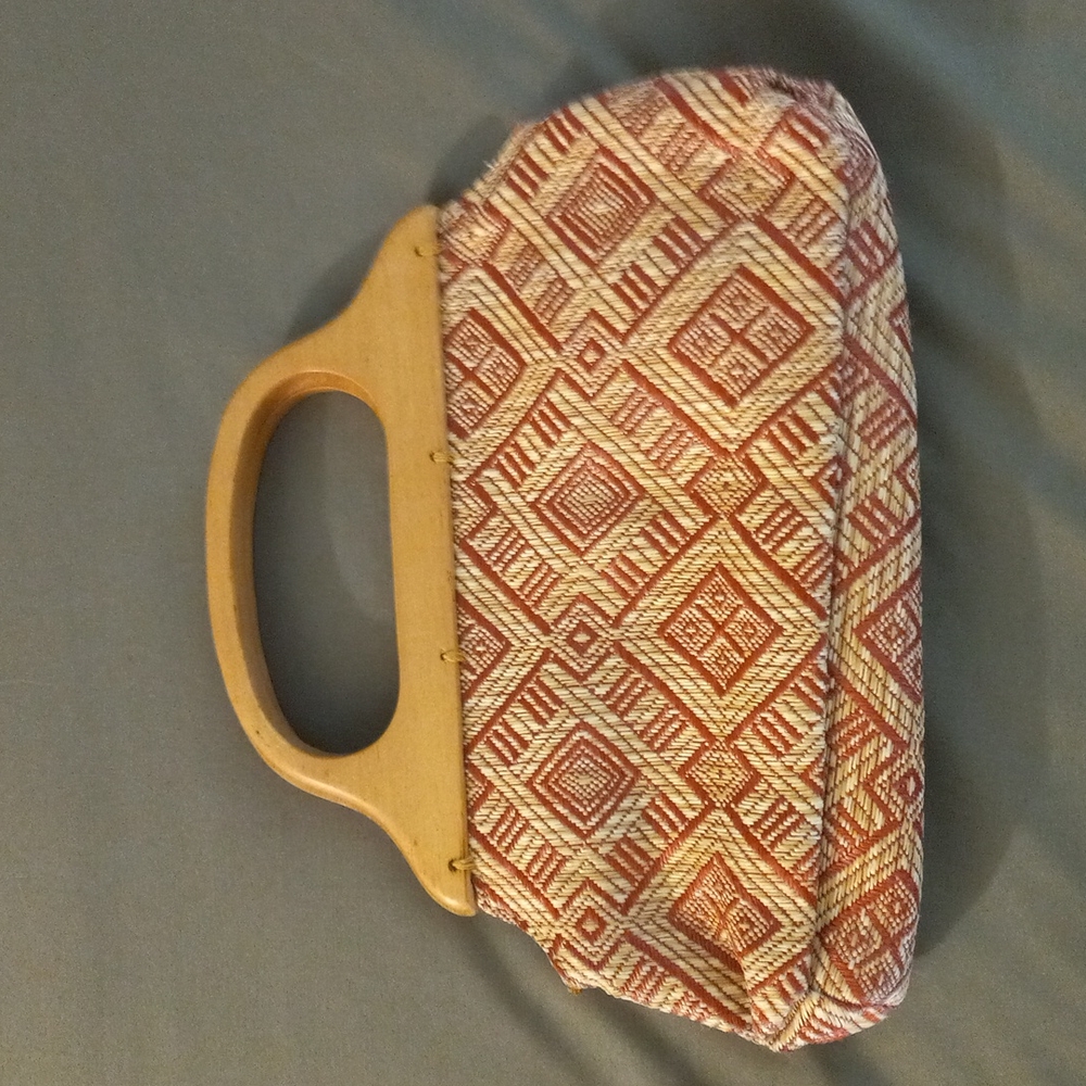 New York & Company Woven Purse with wood handles